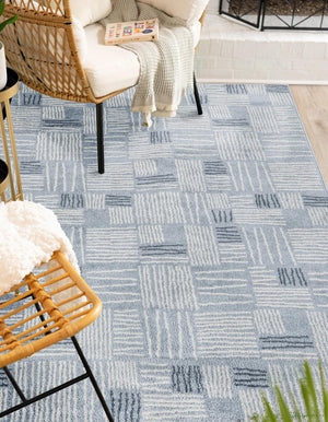 Light Blue 5' 3 x 7' 1 Hanahan Rectangle Area Rug 100% Polypropylene With Jute Backing Abstract Geometric Modern Carpet for Living, Dining Room, Office Space for Sale at Rug Engine