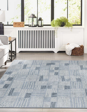 Light Blue 2' x 3' 1 Hanahan Rectangle Area Rug 100% Polypropylene With Jute Backing Abstract Geometric Modern Carpet for Living, Dining Room, Office Space for Sale at Rug Engine