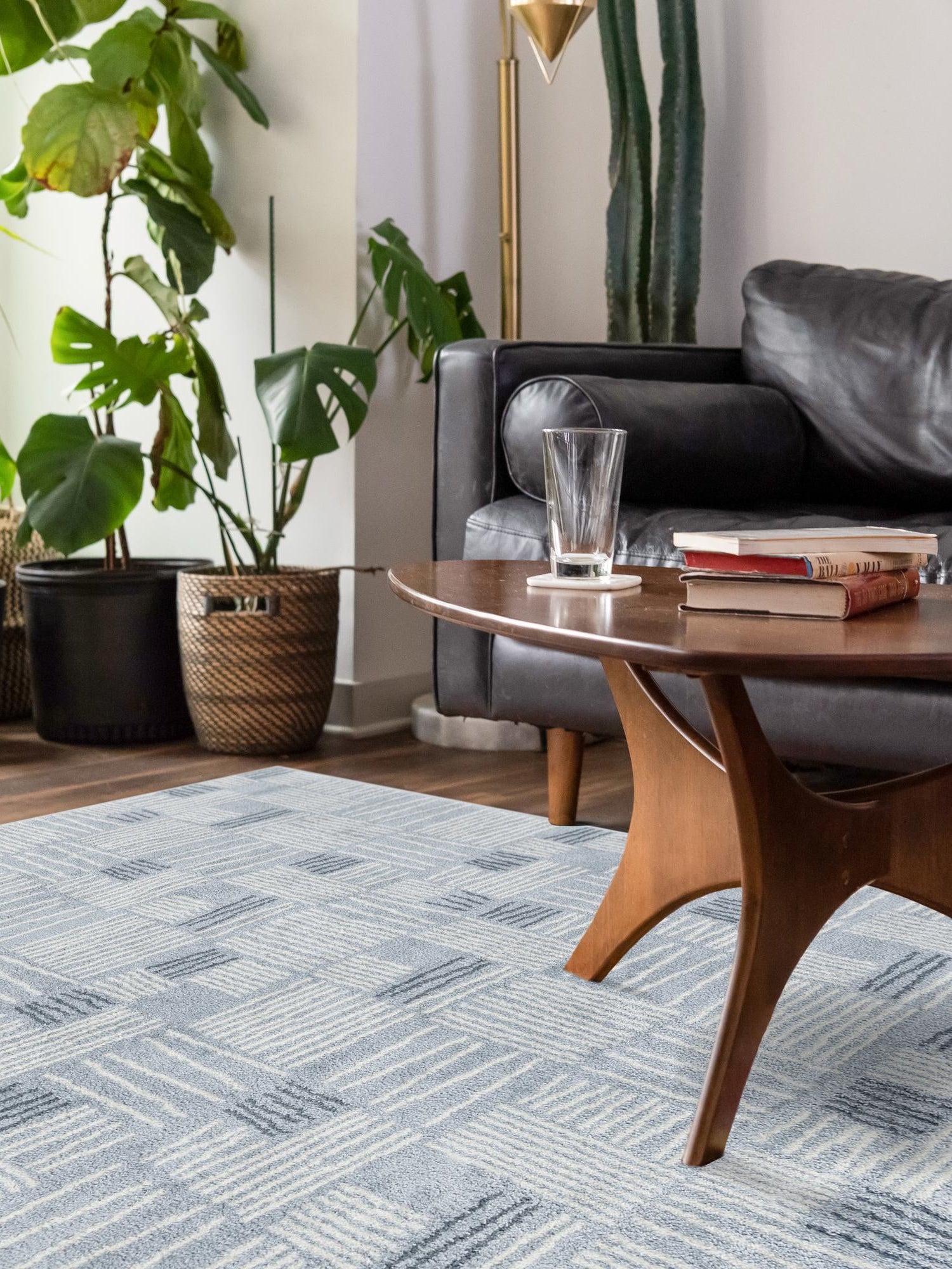 Light Blue 7' 10 x 10' Hanahan Rectangle Area Rug 100% Polypropylene With Jute Backing Abstract Geometric Modern Carpet for Living, Dining Room, Office Space for Sale at Rug Engine