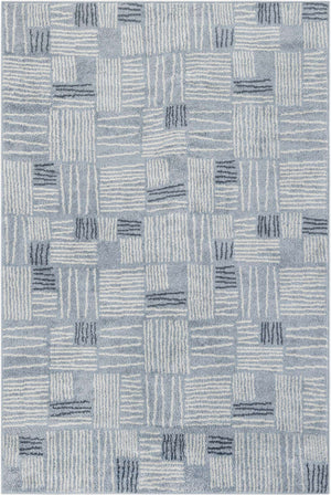 Light Blue 5' 3 x 8' Hanahan Rectangle Area Rug 100% Polypropylene With Jute Backing Abstract Geometric Modern Carpet for Living, Dining Room, Office Space for Sale at Rug Engine