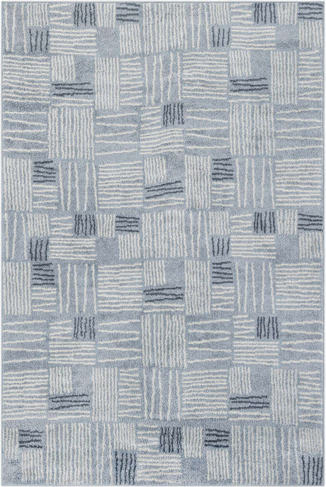 Light Blue 5' 3 x 8' Hanahan Rectangle Area Rug 100% Polypropylene With Jute Backing Abstract Geometric Modern Carpet for Living, Dining Room, Office Space for Sale at Rug Engine