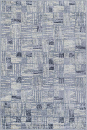 Light Blue 6' 1 x 9' Hanahan Rectangle Area Rug 100% Polypropylene With Jute Backing Abstract Geometric Modern Carpet for Living, Dining Room, Office Space for Sale at Rug Engine