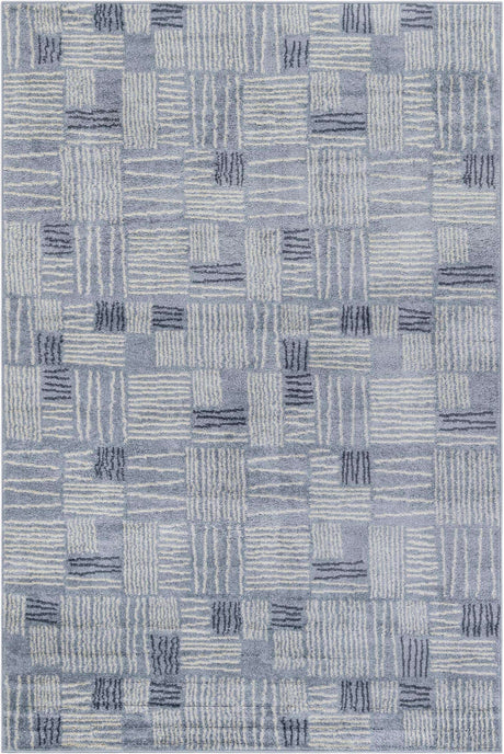 Light Blue 6' 1 x 9' Hanahan Rectangle Area Rug 100% Polypropylene With Jute Backing Abstract Geometric Modern Carpet for Living, Dining Room, Office Space for Sale at Rug Engine