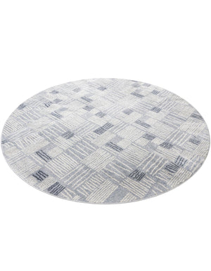 Light Blue 7' 10 x 7' 10 Hanahan Round Area Rug 100% Polypropylene With Jute Backing Abstract Geometric Modern Carpet for Living, Dining Room, Office Space for Sale at Rug Engine