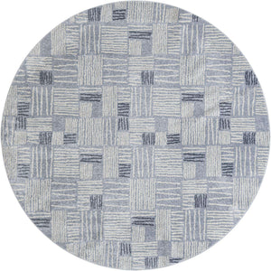 Light Blue 7' 10 x 7' 10 Hanahan Round Area Rug 100% Polypropylene With Jute Backing Abstract Geometric Modern Carpet for Living, Dining Room, Office Space for Sale at Rug Engine