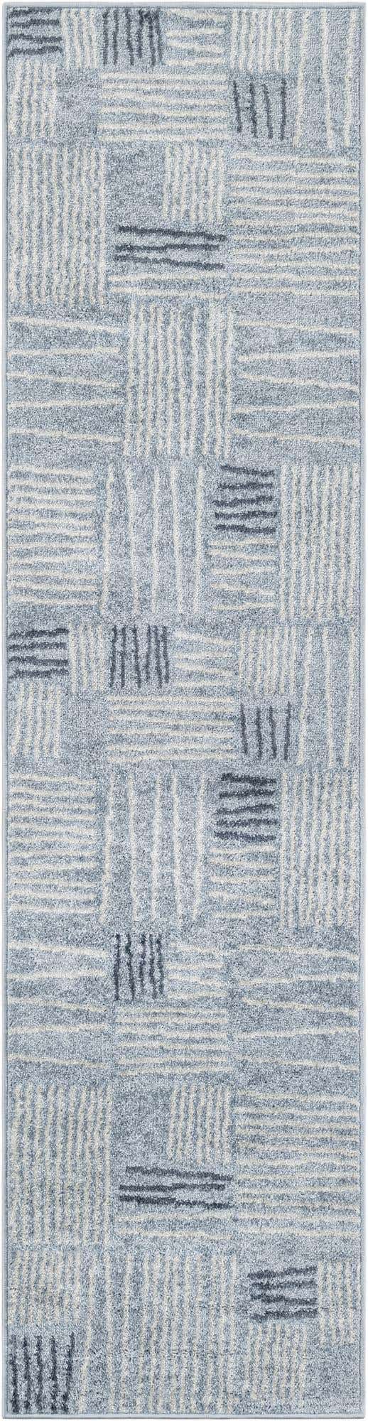 Light Blue 2' x 8' Hanahan Runner Area Rug 100% Polypropylene With Jute Backing Abstract Geometric Modern Carpet for Living, Dining Room, Office Space for Sale at Rug Engine