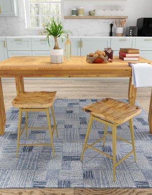 Light Blue 7' 10 x 7' 10 Hanahan Square Area Rug 100% Polypropylene With Jute Backing Abstract Geometric Modern Carpet for Living, Dining Room, Office Space for Sale at Rug Engine