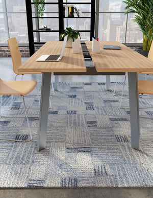 Light Blue 7' 10 x 7' 10 Hanahan Square Area Rug 100% Polypropylene With Jute Backing Abstract Geometric Modern Carpet for Living, Dining Room, Office Space for Sale at Rug Engine