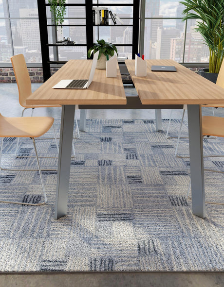 Light Blue 7' 10 x 7' 10 Hanahan Square Area Rug 100% Polypropylene With Jute Backing Abstract Geometric Modern Carpet for Living, Dining Room, Office Space for Sale at Rug Engine