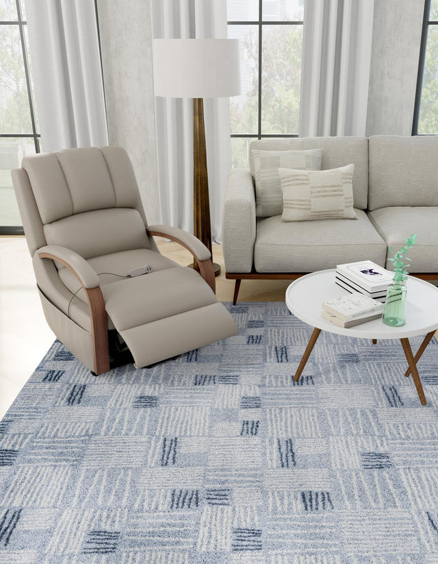 Light Blue 7' 10 x 7' 10 Hanahan Square Area Rug 100% Polypropylene With Jute Backing Abstract Geometric Modern Carpet for Living, Dining Room, Office Space for Sale at Rug Engine