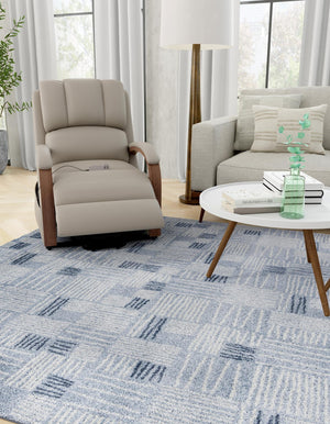 Light Blue 7' 10 x 7' 10 Hanahan Square Area Rug 100% Polypropylene With Jute Backing Abstract Geometric Modern Carpet for Living, Dining Room, Office Space for Sale at Rug Engine