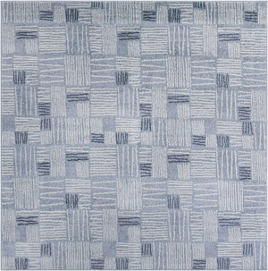 Light Blue 7' 10 x 7' 10 Hanahan Square Area Rug 100% Polypropylene With Jute Backing Abstract Geometric Modern Carpet for Living, Dining Room, Office Space for Sale at Rug Engine