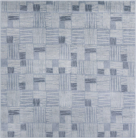 Light Blue 7' 10 x 7' 10 Hanahan Square Area Rug 100% Polypropylene With Jute Backing Abstract Geometric Modern Carpet for Living, Dining Room, Office Space for Sale at Rug Engine