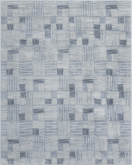 Light Blue 7' 10 x 10' Hanahan Rectangle Area Rug 100% Polypropylene With Jute Backing Abstract Geometric Modern Carpet for Living, Dining Room, Office Space for Sale at Rug Engine