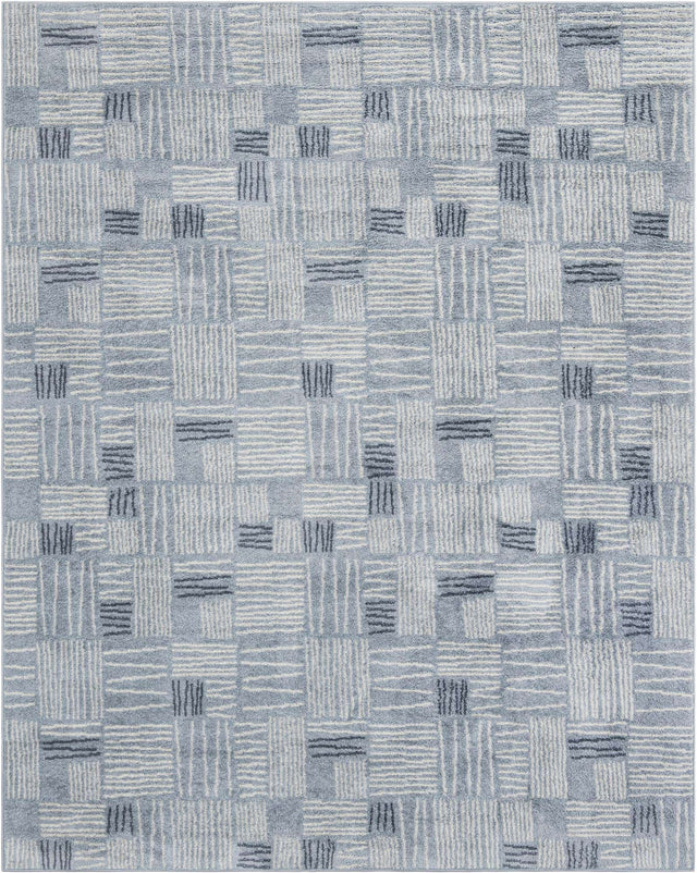 Light Blue 7' 10 x 10' Hanahan Rectangle Area Rug 100% Polypropylene With Jute Backing Abstract Geometric Modern Carpet for Living, Dining Room, Office Space for Sale at Rug Engine