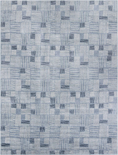 Light Blue 9' x 12' Hanahan Rectangle Area Rug 100% Polypropylene With Jute Backing Abstract Geometric Modern Carpet for Living, Dining Room, Office Space for Sale at Rug Engine