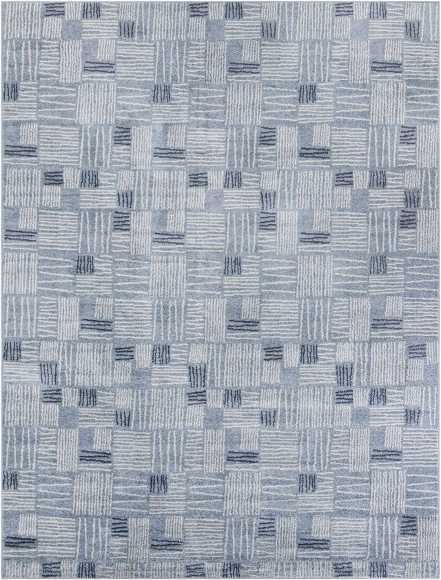 Light Blue 9' x 12' Hanahan Rectangle Area Rug 100% Polypropylene With Jute Backing Abstract Geometric Modern Carpet for Living, Dining Room, Office Space for Sale at Rug Engine