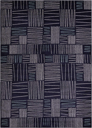 Navy Blue 10' x 14' 1 Hanahan Rectangle Area Rug 100% Polypropylene With Jute Backing Abstract Geometric Modern Carpet for Living, Dining Room, Office Space for Sale at Rug Engine
