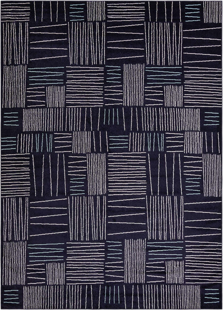 Navy Blue 10' x 14' 1 Hanahan Rectangle Area Rug 100% Polypropylene With Jute Backing Abstract Geometric Modern Carpet for Living, Dining Room, Office Space for Sale at Rug Engine