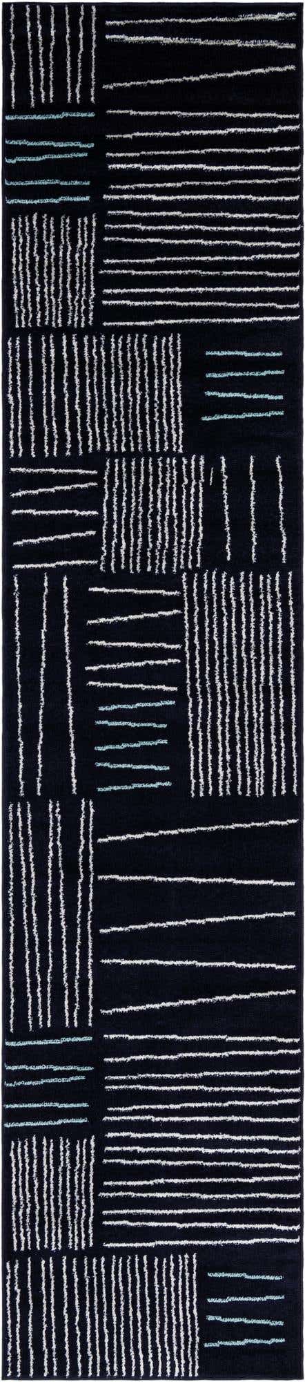 Navy Blue 2' 7 x 12' Hanahan Runner Area Rug 100% Polypropylene With Jute Backing Abstract Geometric Modern Carpet for Living, Dining Room, Office Space for Sale at Rug Engine