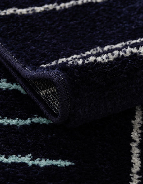 Navy Blue 4' 1 x 6' 1 Hanahan Rectangle Area Rug 100% Polypropylene With Jute Backing Abstract Geometric Modern Carpet for Living, Dining Room, Office Space for Sale at Rug Engine