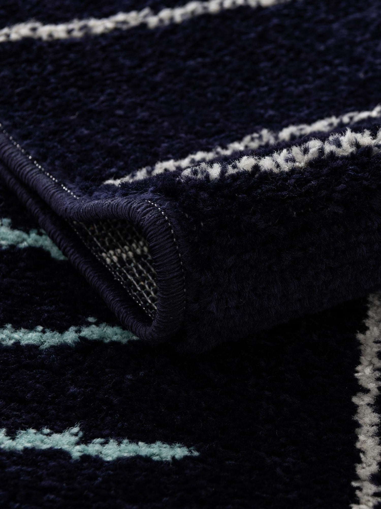 Navy Blue 7' 10 x 10' Hanahan Rectangle Area Rug 100% Polypropylene With Jute Backing Abstract Geometric Modern Carpet for Living, Dining Room, Office Space for Sale at Rug Engine