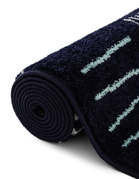 Navy Blue 4' 1 x 6' 1 Hanahan Rectangle Area Rug 100% Polypropylene With Jute Backing Abstract Geometric Modern Carpet for Living, Dining Room, Office Space for Sale at Rug Engine
