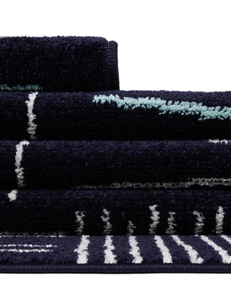 Navy Blue 6' 1 x 9' Hanahan Rectangle Area Rug 100% Polypropylene With Jute Backing Abstract Geometric Modern Carpet for Living, Dining Room, Office Space for Sale at Rug Engine
