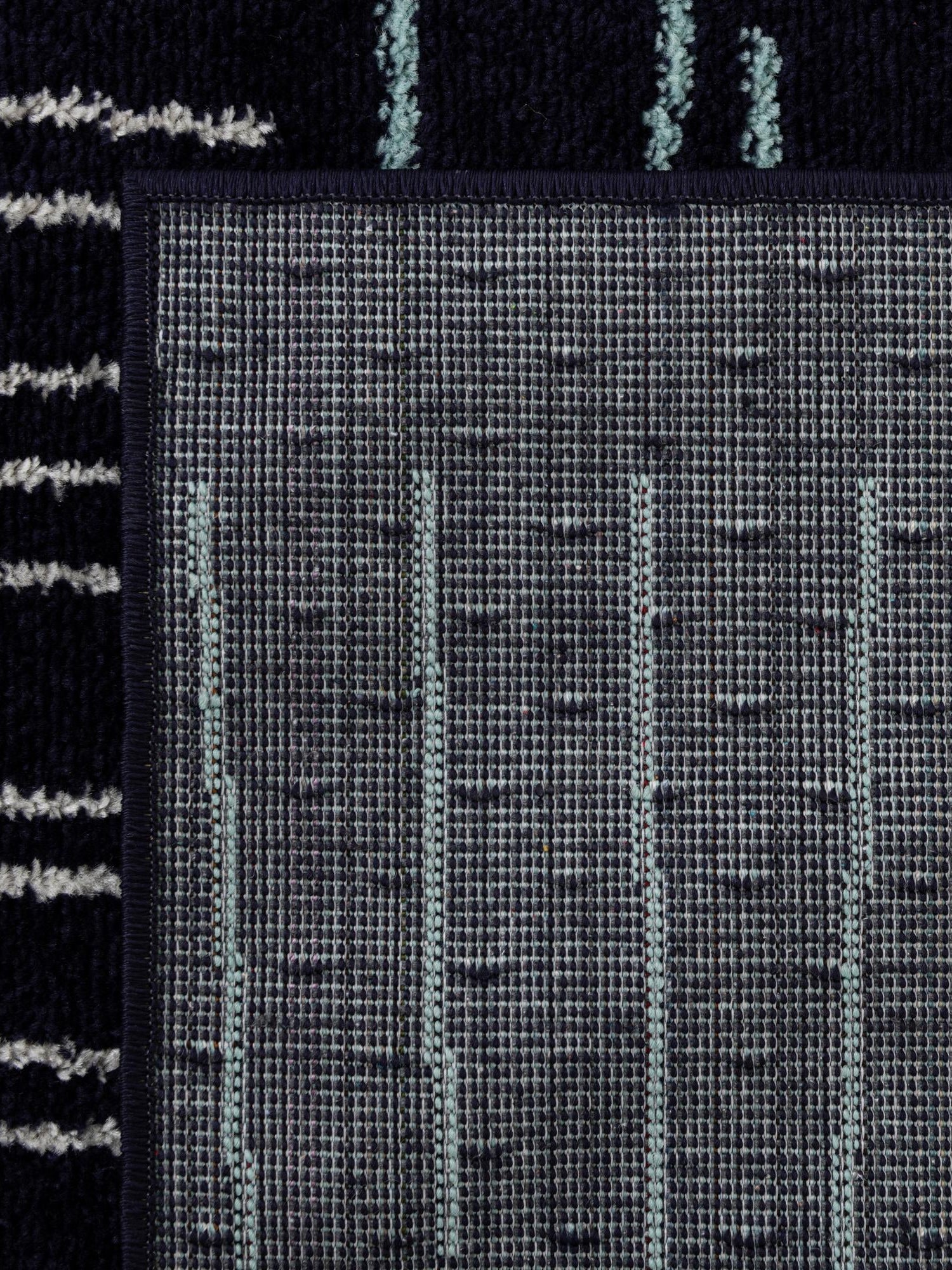 Navy Blue 2' x 8' Hanahan Runner Area Rug 100% Polypropylene With Jute Backing Abstract Geometric Modern Carpet for Living, Dining Room, Office Space for Sale at Rug Engine