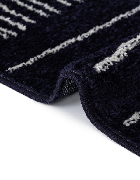 Navy Blue 2' x 8' Hanahan Runner Area Rug 100% Polypropylene With Jute Backing Abstract Geometric Modern Carpet for Living, Dining Room, Office Space for Sale at Rug Engine