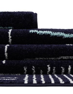 Navy Blue 2' 7 x 12' Hanahan Runner Area Rug 100% Polypropylene With Jute Backing Abstract Geometric Modern Carpet for Living, Dining Room, Office Space for Sale at Rug Engine