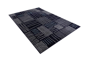 Navy Blue 6' 1 x 9' Hanahan Rectangle Area Rug 100% Polypropylene With Jute Backing Abstract Geometric Modern Carpet for Living, Dining Room, Office Space for Sale at Rug Engine
