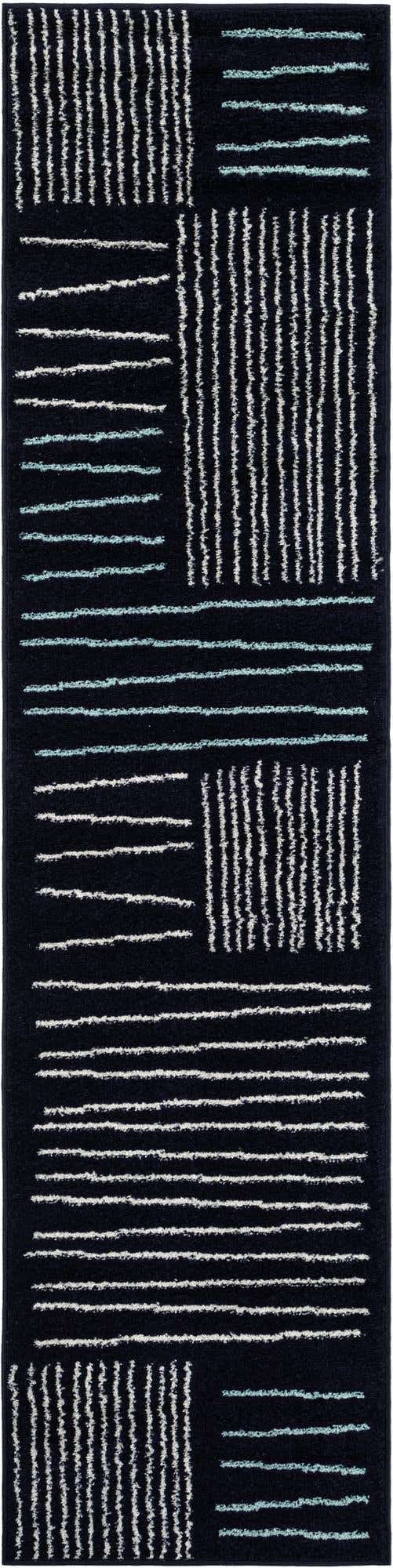 Navy Blue 2' x 8' Hanahan Runner Area Rug 100% Polypropylene With Jute Backing Abstract Geometric Modern Carpet for Living, Dining Room, Office Space for Sale at Rug Engine