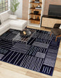 Navy Blue 7' 10 x 7' 10 Hanahan Square Area Rug 100% Polypropylene With Jute Backing Abstract Geometric Modern Carpet for Living, Dining Room, Office Space for Sale at Rug Engine