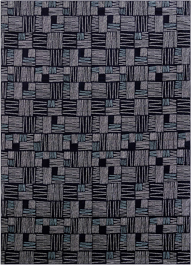 Navy Blue 10' x 14' 1 Hanahan Rectangle Area Rug 100% Polypropylene With Jute Backing Abstract Geometric Modern Carpet for Living, Dining Room, Office Space for Sale at Rug Engine