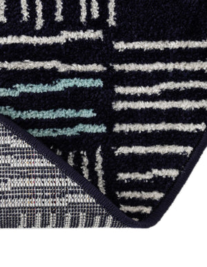 Navy Blue 7' 10 x 7' 10 Hanahan Round Area Rug 100% Polypropylene With Jute Backing Abstract Geometric Modern Carpet for Living, Dining Room, Office Space for Sale at Rug Engine