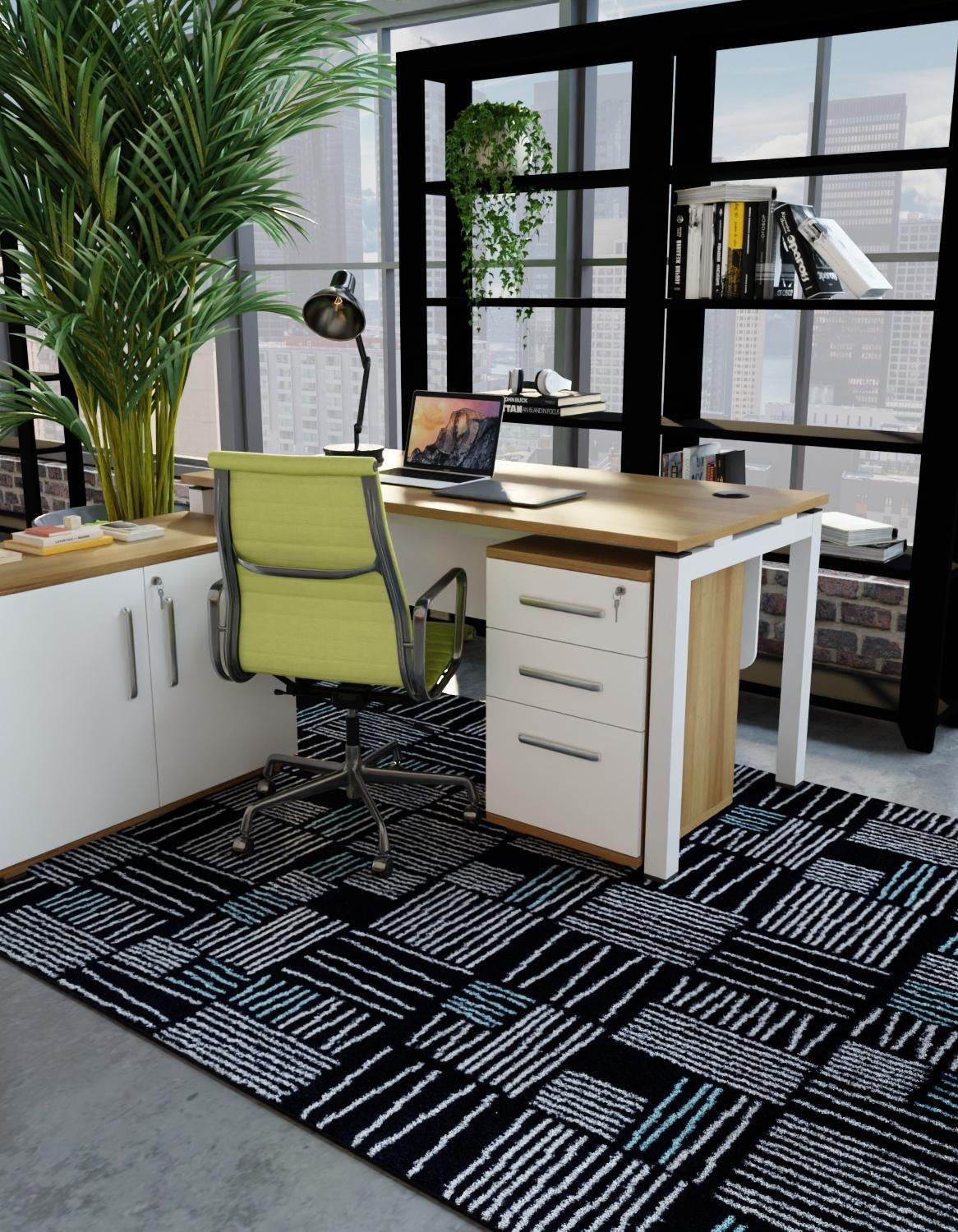 Navy Blue 5' 3 x 7' 1 Hanahan Rectangle Area Rug 100% Polypropylene With Jute Backing Abstract Geometric Modern Carpet for Living, Dining Room, Office Space for Sale at Rug Engine