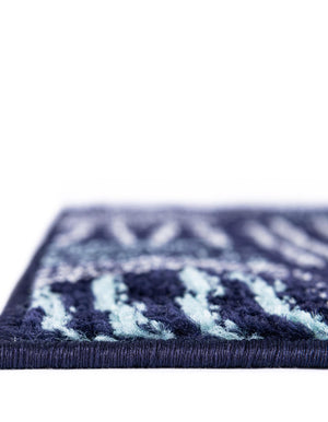 Navy Blue 2' 7 x 12' Hanahan Runner Area Rug 100% Polypropylene With Jute Backing Abstract Geometric Modern Carpet for Living, Dining Room, Office Space for Sale at Rug Engine