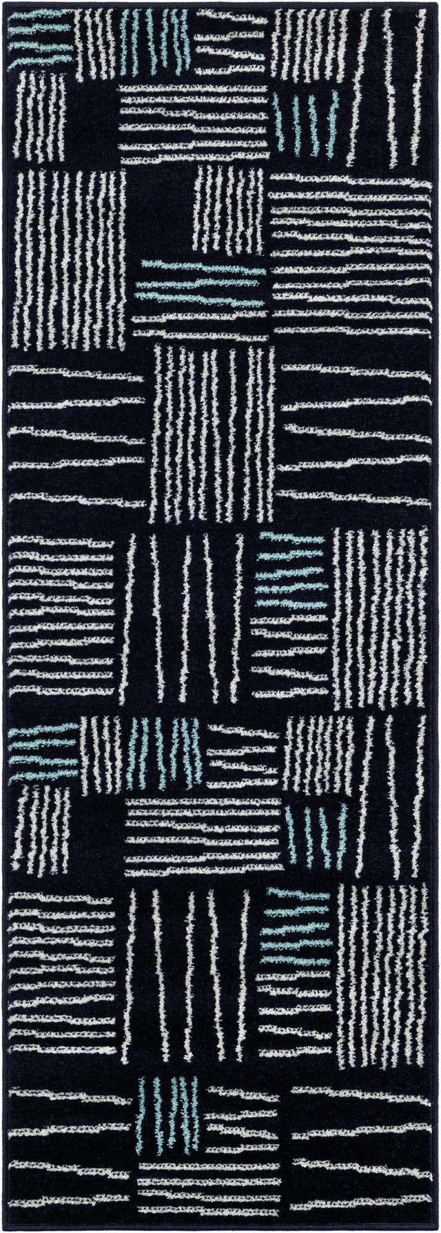 Navy Blue 2' x 6' 1 Hanahan Runner Area Rug 100% Polypropylene With Jute Backing Abstract Geometric Modern Carpet for Living, Dining Room, Office Space for Sale at Rug Engine