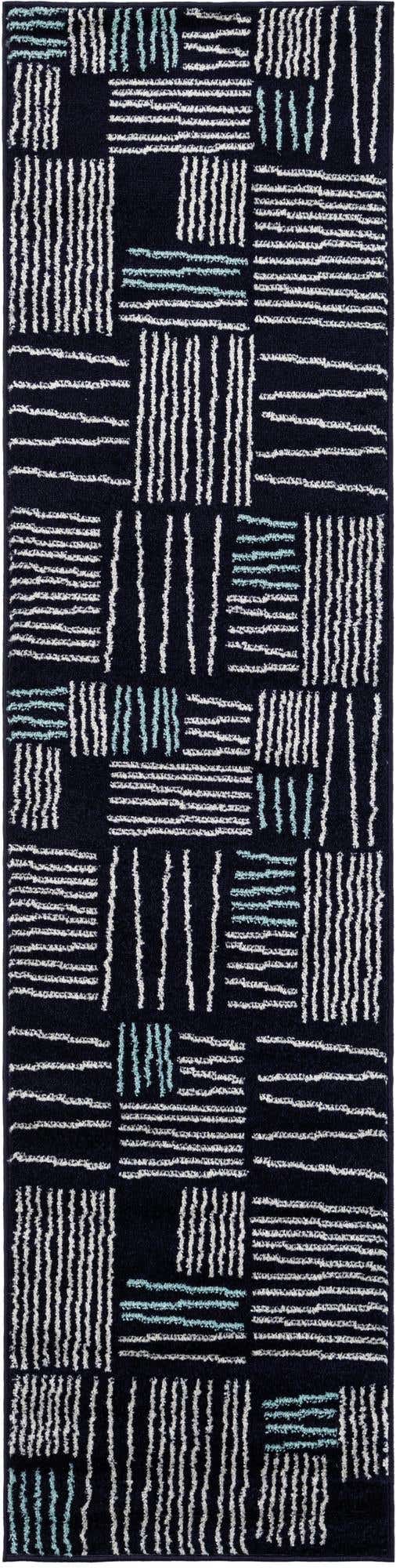 Navy Blue 2' x 8' Hanahan Runner Area Rug 100% Polypropylene With Jute Backing Abstract Geometric Modern Carpet for Living, Dining Room, Office Space for Sale at Rug Engine