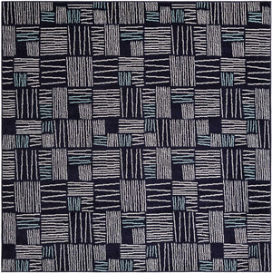 Navy Blue 7' 10 x 7' 10 Hanahan Square Area Rug 100% Polypropylene With Jute Backing Abstract Geometric Modern Carpet for Living, Dining Room, Office Space for Sale at Rug Engine