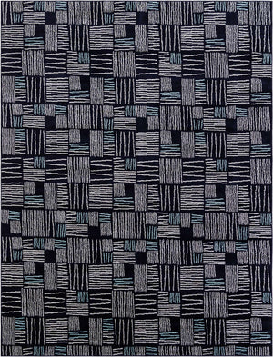 Navy Blue 9' x 12' Hanahan Rectangle Area Rug 100% Polypropylene With Jute Backing Abstract Geometric Modern Carpet for Living, Dining Room, Office Space for Sale at Rug Engine
