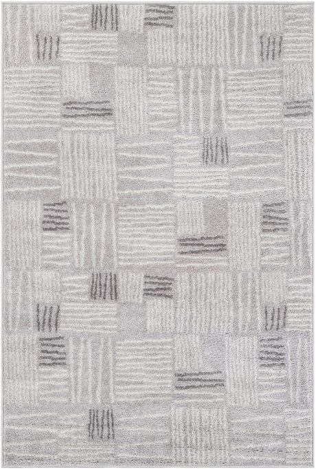 Gray 4' 1 x 6' 1 Hanahan Rectangle Area Rug 100% Polypropylene With Jute Backing Abstract Geometric Modern Carpet for Living, Dining Room, Office Space for Sale at Rug Engine