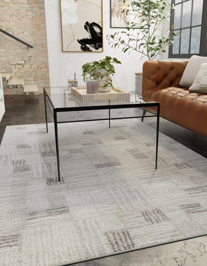 Gray 10' x 14' 1 Hanahan Rectangle Area Rug 100% Polypropylene With Jute Backing Abstract Geometric Modern Carpet for Living, Dining Room, Office Space for Sale at Rug Engine
