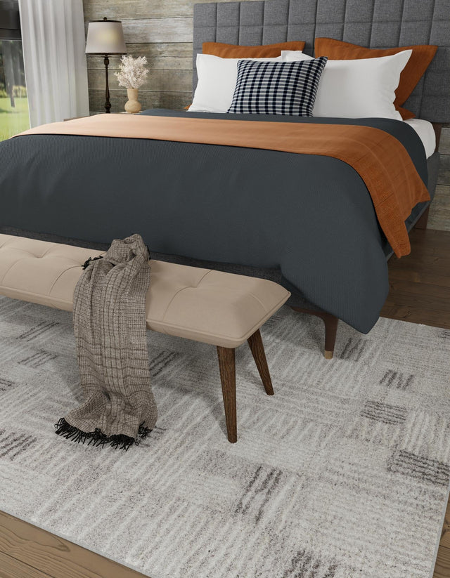 Gray 4' 1 x 6' 1 Hanahan Rectangle Area Rug 100% Polypropylene With Jute Backing Abstract Geometric Modern Carpet for Living, Dining Room, Office Space for Sale at Rug Engine