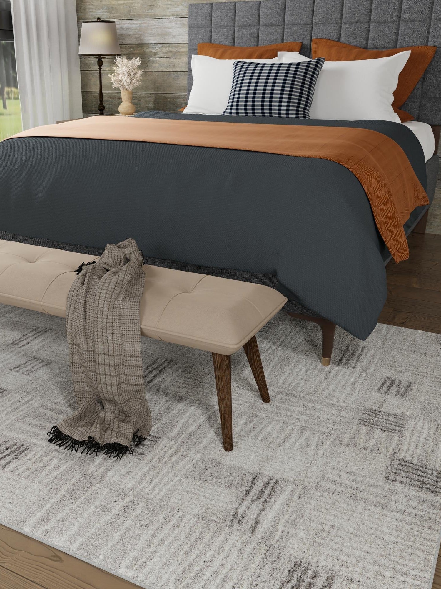 Gray 5' 3 x 8' Hanahan Rectangle Area Rug 100% Polypropylene With Jute Backing Abstract Geometric Modern Carpet for Living, Dining Room, Office Space for Sale at Rug Engine