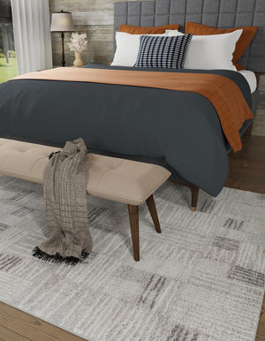 Gray 9' x 12' Hanahan Rectangle Area Rug 100% Polypropylene With Jute Backing Abstract Geometric Modern Carpet for Living, Dining Room, Office Space for Sale at Rug Engine