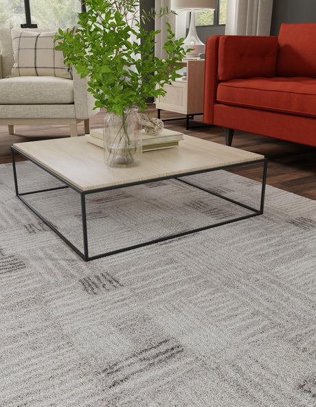 Gray 10' x 14' 1 Hanahan Rectangle Area Rug 100% Polypropylene With Jute Backing Abstract Geometric Modern Carpet for Living, Dining Room, Office Space for Sale at Rug Engine