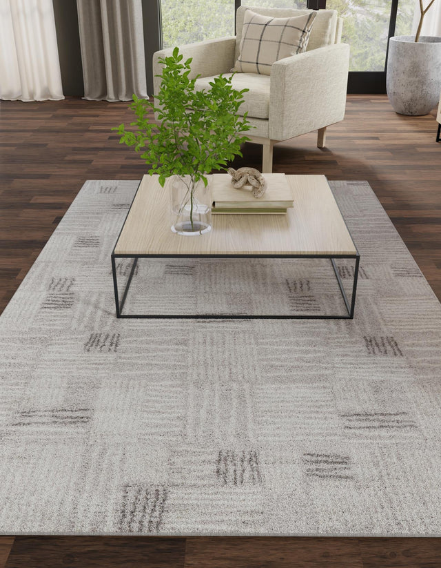 Gray 10' x 14' 1 Hanahan Rectangle Area Rug 100% Polypropylene With Jute Backing Abstract Geometric Modern Carpet for Living, Dining Room, Office Space for Sale at Rug Engine