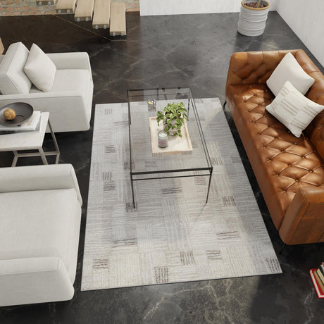 Gray 10' x 14' 1 Hanahan Rectangle Area Rug 100% Polypropylene With Jute Backing Abstract Geometric Modern Carpet for Living, Dining Room, Office Space for Sale at Rug Engine